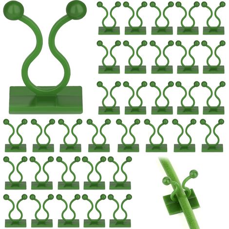 Packung mit 100 unsichtbaren und selbstklebenden Pflanzenclips für Gartenpflanzen und Innendekoration, mit Kabelbefestigungssystem.