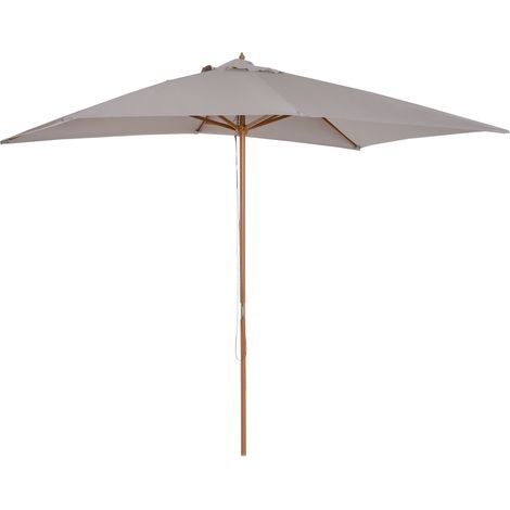 2x3m wasserdichter Gartenschirm aus Holz mit abnehmbarem Polyesterbezug, Grau