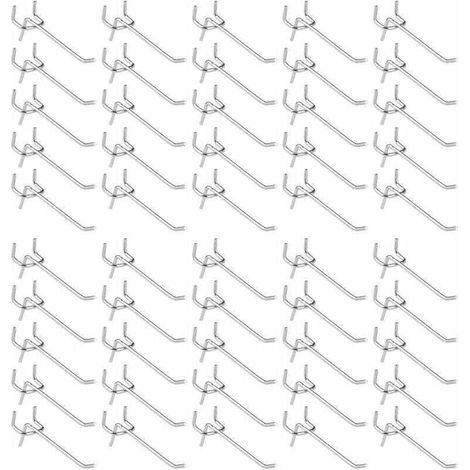 50 pezzi ganci per pannello forato, ganci per mensole da parete per esposizione, pannello forato, garage, negozio, attrezzi, stoccaggio, appendiabiti, ganci per mensole da parete (1/4)