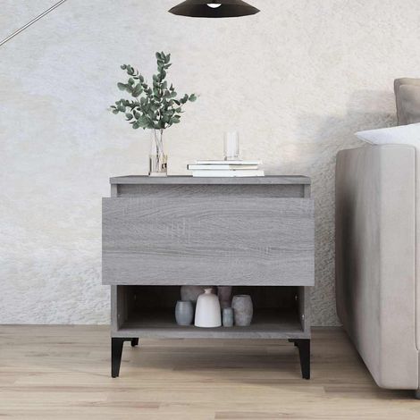 vidaXL Mesa auxiliar de madera contrachapada gris Sonoma 50x46x50 cm (1/5)
