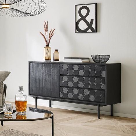 Mömax Sideboard Roma ca. 131x77 cm MDF Schwarz (1/5)