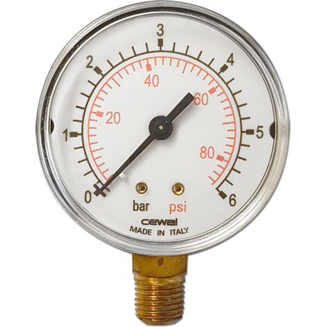 Manomètre à ressort bourdon avec raccord radial diamètre 62 x 1/4" (1/2)