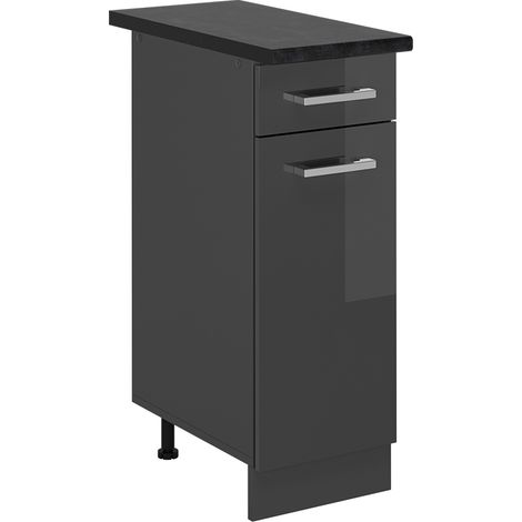 Mueble bajo de cocina R-Line, Antracita alto brillo, 30 cm , ET Antracita, Vicco