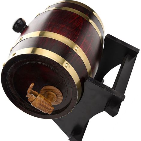 Tonneau en chêne vintage 1,5L pour vin, bière, whisky, rhum et porto, bois massif authentique. (1/5)