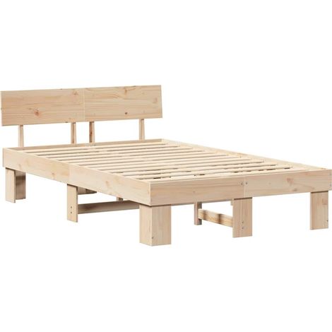 Lit double,Lit adulte,Cadre de lit Marron 120 x 190 cm Bois massif en pin CFW6981055 (1/5)