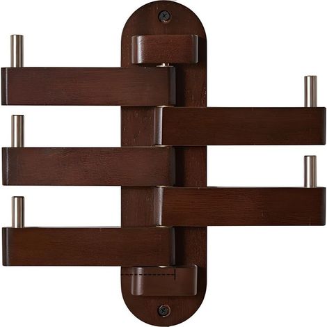 30 cm drehbare Wandgarderobe aus Eiche, 5 klappbare Arme, robust, für Badezimmer, Eingangsbereich, Schlafzimmer, Büro, Küche (braun)