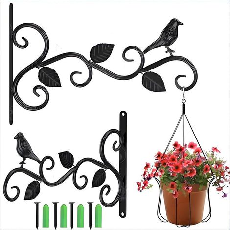 Support pour mangeoire à oiseaux à double crochet, étagère murale pour plantes, étagère à fleurs de jardin vintage de 30 cm (crochets non inclus) (1/4)