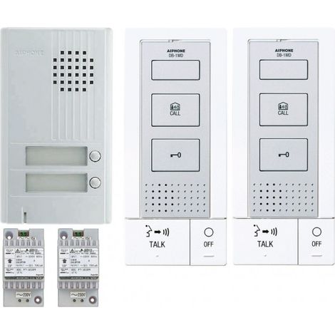 Aiphone – Kit portier audio 2 postes KITDB2 – Interphone avec vision nocturne – Alimentation 230V – Pour bâtiments résidentiels (1/3)