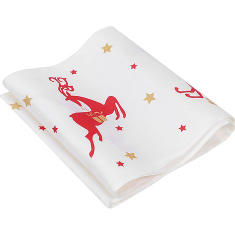 Chemin de table de Noël, motif élan blanc, tissu imprimé, décoration de bureau, nappe (1/5)