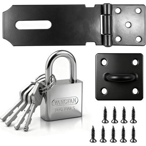 Riegelschloss aus Edelstahl, Vorhängeschloss-Set mit Vorhängeschloss und Schrauben, für Holztüren, Schuppenschloss für Schlafzimmer-, Schrank- oder Garagentüren (4 Zoll)