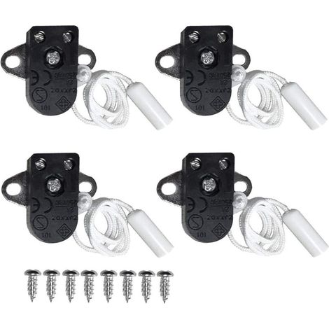 Confezione da 4 mini interruttori a catenella con interruttore manuale di accensione/spegnimento - 2 A, 250 V CA/Nero
