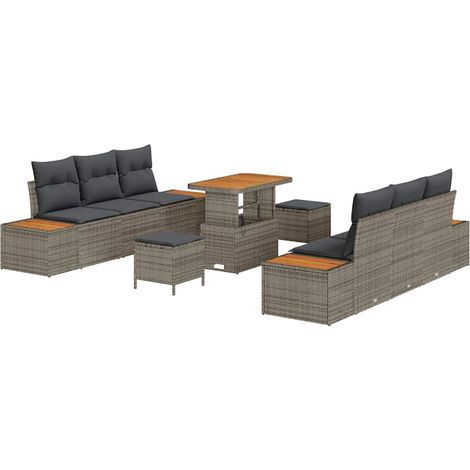 Maison Exclusive - Gartensofa-set mit Kissen mit Speicher 9 pcs G