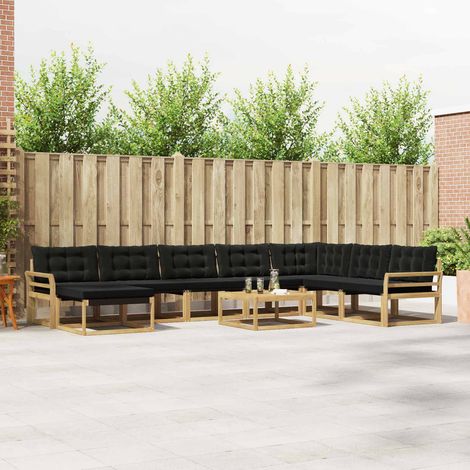 vidaXL Outdoor-Sofagarnitur 9 pcs Weiß und Schwarz 79 x 79 x 37 cm (1/5)