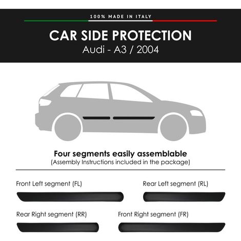 Modanature Laterali per Audi con Biadesivo 3M - Modello: A3 - 2004