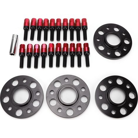 Kit de 4 entretoises de roue 15 mm, entraxe M14x1,5, 5x112 mm, compatible avec ALLROAD 2013-2020, rouge (1/5)