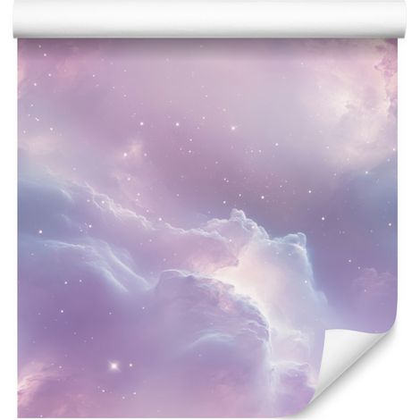 Carta da parati galassia ad acquerello nei toni del viola, lavanda e grigio chiaro, 50x1000 cm (1/5)
