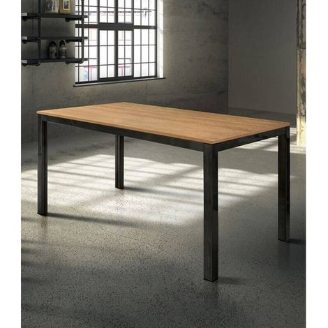 Tavolo Allungabile Industriale Ferro e Rovere  Dimensione Tavoli: 140 x 80 + 1 allunga 60 cm