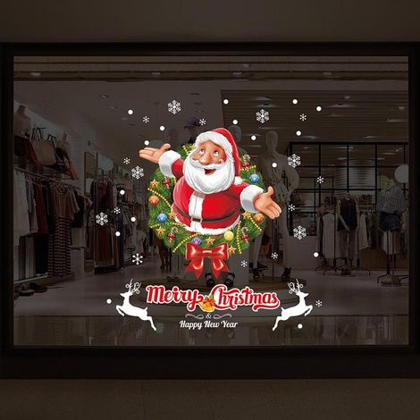 Décoration de Noël : autocollant de fenêtre Père Noël, papier peint décoratif pour chambre (1/4)