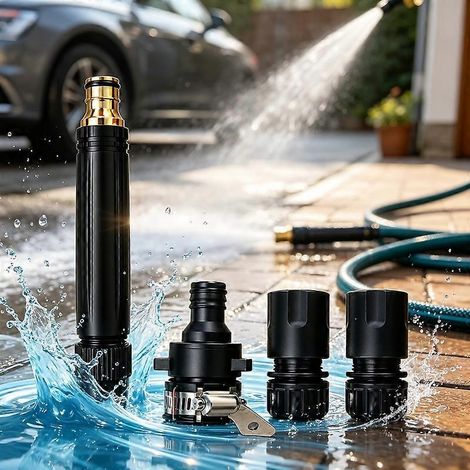 1 pièceBuse de jet haute pression pour tuyau d'arrosage, accessoire de pulvérisation haute pression pour le lavage de voiture, le nettoyage de terrasse, d'allée et de jardin. (1/5)