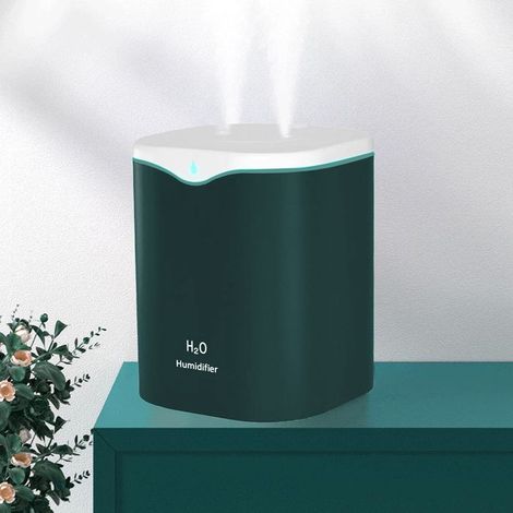 Humidificateur d'Air 2,3L - Silencieux Pulvérisateur à Deux avec Veilleuses LED Colorée 2 Modes pour Bébé Chambre Bureau -Vert