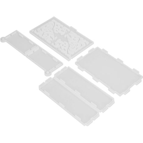 Moule en résine pour boîte de rangement en 4 pièces, motif DIY, organisateur creux à rabat, moule en silicone réutilisable pour le bricolage fait main.