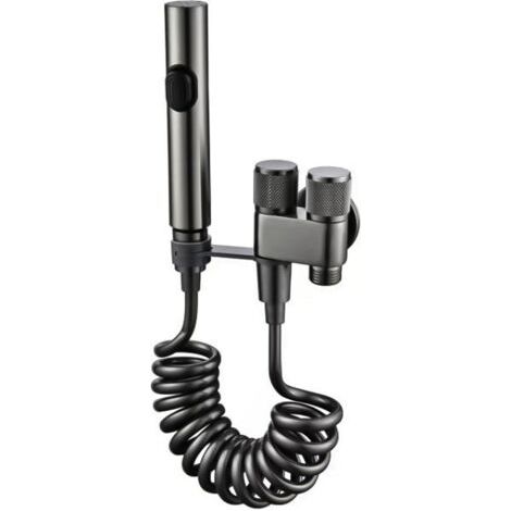 Bidet WC portable, pression d'eau réglable, avec flexible de chasse d'eau, pour l'hygiène féminine acier inoxydable nickelé brossé (1/5)