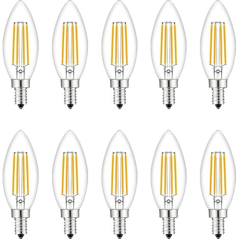 Small Screw in LED Light Bulbs, 10 Pack E14 Candle Bulbs Dimmable, Light Bulbs 40W E14/SES Equivalent, 220V, Warm White 2700K, FanciBuy