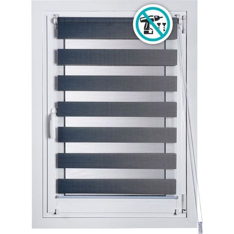 Estor enrollable clip&fix noche&dia plata 120x180cm (1/5)