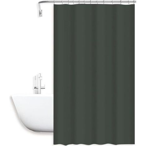 TRADE SHOP - Tenda Doccia Antimuffa Impermeabile Poliestere 180x200cm Ganci Bagno Grigia 79861 - (1/2)