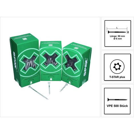 SPAX Justierschraube 6,0 x 90 mm 500 Stück ( 5x 161010600903 ) Justiergewinde mit Halterillen Flachkopf T-STAR Plus 4Cut WIROX (1/5)