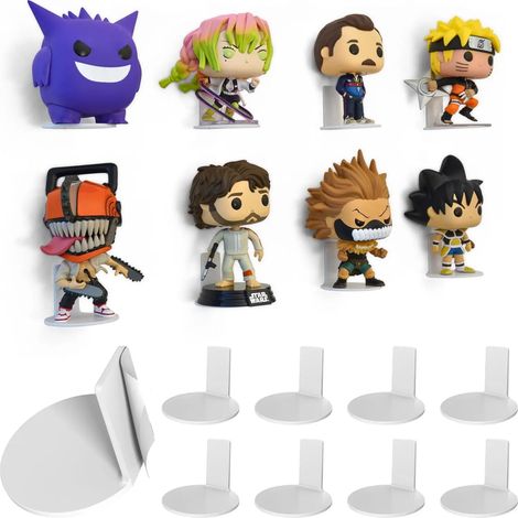 (Blanc - Lot de 16) Étagère d'exposition murale en acrylique pour figurines Funko Pop - Support mural adhésif - Petites étagères flottantes (1/5)