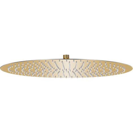 vidaXL Cabezal de ducha redondo efecto lluvia acero inox dorado 50 cm (1/5)