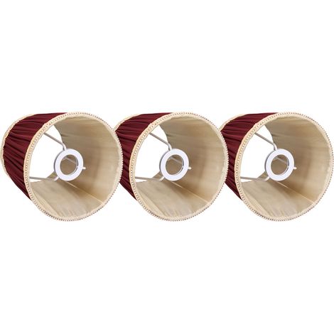 Lot de 3 abat-jour en tissu E14 rouge vin, style moderne, à pince, pour lampes murales, bougies et lampes de table. (1/5)