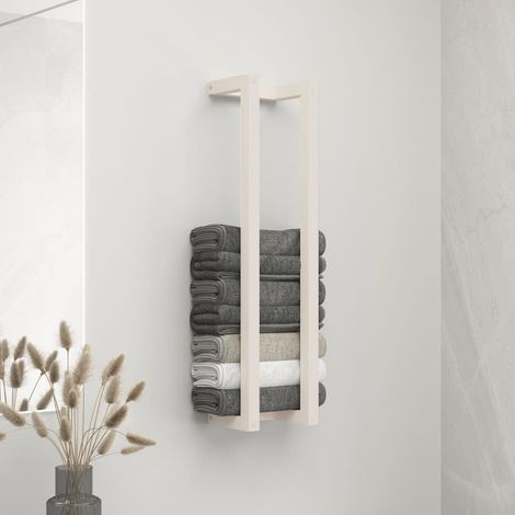 Porte-serviette Moderne - Porte-serviettes de salle de bain Blanc 23x18x90 cm Bois de pin massif BV249184 - BonneVie (1/5)
