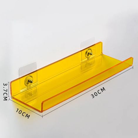 (1 pièce jaune 30 cm) Étagère de rangement flottante en acrylique coloré, fixée au mur, étagère décorative pour bibliothèque, présentoir, rangement pour chambre, salle de bain, cuisine (1/5)