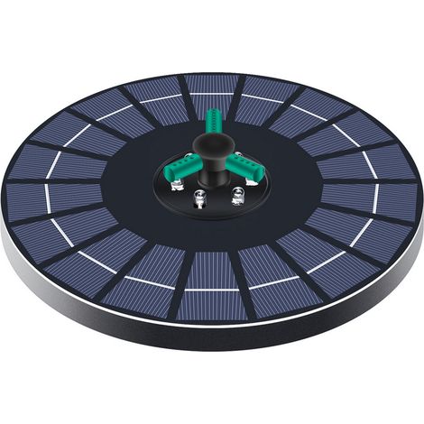 Fontaine solaire avec éclairage RGB, panneau en verre haute efficacité 6 W 9 V, pompe flottante et 7 buses de pulvérisation, décoration extérieure pour bain d'oiseaux, piscine, jardin, bassin, diamètr (1/5)