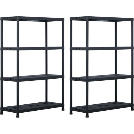 Lot de 2 Étagères de rangement Étagère Charge Lourde - Étagère de stockage Noir 220 kg 90x40x138 cm Plastique BV809284 - BonneVie (1/5)