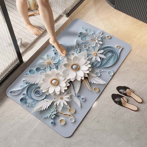 Boue de diatomées améliorée 4060cm à thème océanique Tapis de sol en terre de diatomées, tapis de salle de bain absorbant et antidérapant, tapis de toilette et de salle de bain pour la maison (1/5)