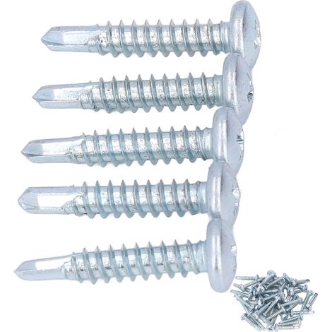 50 vis cruciformes autoperceuses en acier au carbone galvanisé, tête ronde 4,8x25 mm, remplacement (1/5)