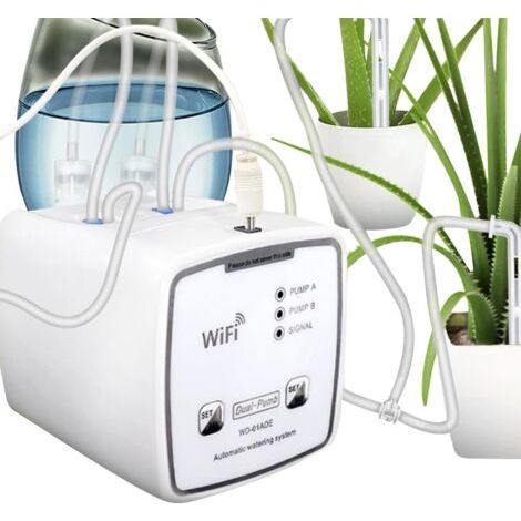 Système d'arrosage automatique DIY, Contrôleur de pompe double WIFI, Kit D'arrosage Goutte à Goutte Automatique avec 15m Tuyau, Contrôle à APP du Mode d'arrosage pour Arrosage Plante Vacances (1/5)