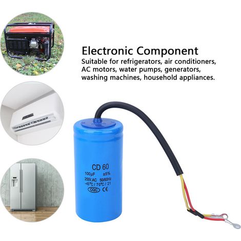 Condensateur de commutation CD60 250V 100µF antidéflagrant composant électronique pour réfrigérateurs (1/5)