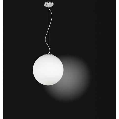 Suspension En Verre Blanc, Douille 2Xe27, Puissance Max 60W, Diamètre 40 Cm, Hauteur Réglable, Design Moderne Et Élégant - Marque Perenz Design (1/2)