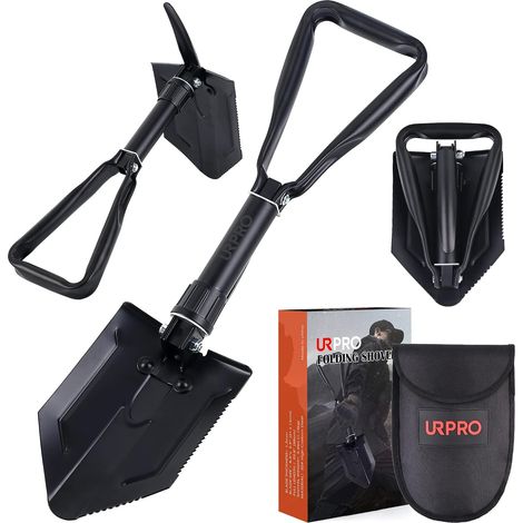 Pelle Pliante avec Pioche, Poignée et Lame Portable en Acier au Carbone, Survie, Retranchement, Outil de Tranchée, pour Camping, Jardinage, Creuser, Boue et Neige (1/5)