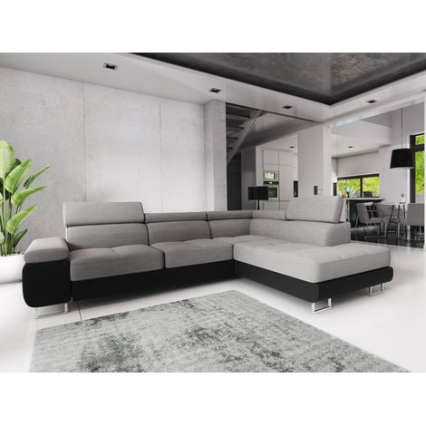 Canapé d'angle convertible COTARE gris/noir (1/2)