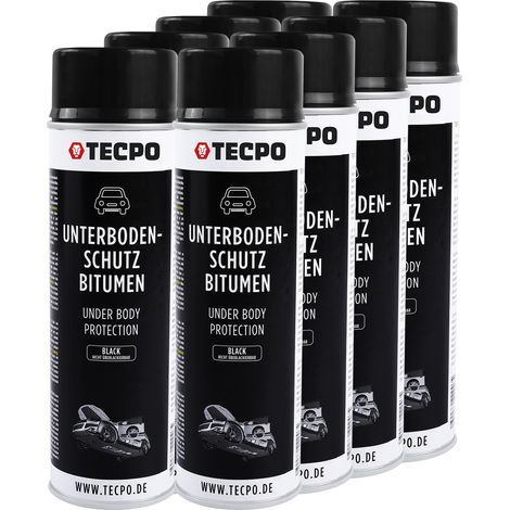 TECPO Unterbodenschutz Bitumen 8x 500ml schwarz Steinschlagschutz UBS Versieglung Spray Schutz vor Steinschlag, Rost, Chemikalien mit Anti-Dröhn-Wirkung