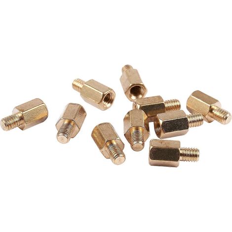 10 Stück PC-Leiterplatten-Motherboard-Abstandshalter aus Messing, sechseckig, M3 6+4 mm (1/5)