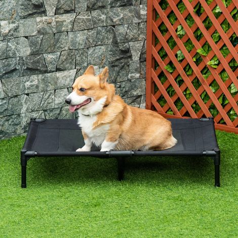 Cama para mascotas con patas, cama para perros/gatos, cama de camping, cama elevada para mascotas, gran comodidad, tejido Oxford, textilene microperforado, estructura metálica, 92 cm de largo x 76 cm