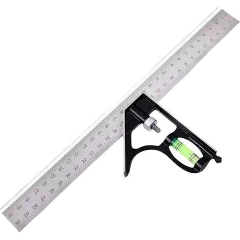 Équerre combinée en acier inoxydable de 300 mm, règle d'angle combinée, règle équerre combinée, équerres combinées précises, outils de mesure réglables pour la mise en page, la mesure, le marquage