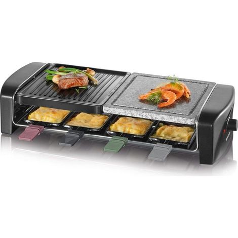 Apparecchio per raclette 8 persone - SEVERIN - RG9690 - Piastre di cottura combinate in pietra naturale + piastra antiaderente - 1400W (1/5)