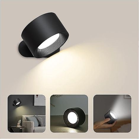 1pc (noir) Applique Murale Intrieure, Applique Murale Led Tactile Avec Port De Charge Usb Contrle Tactile, 3 Niveaux De Luminosit 3 Tempratures La (1/5)